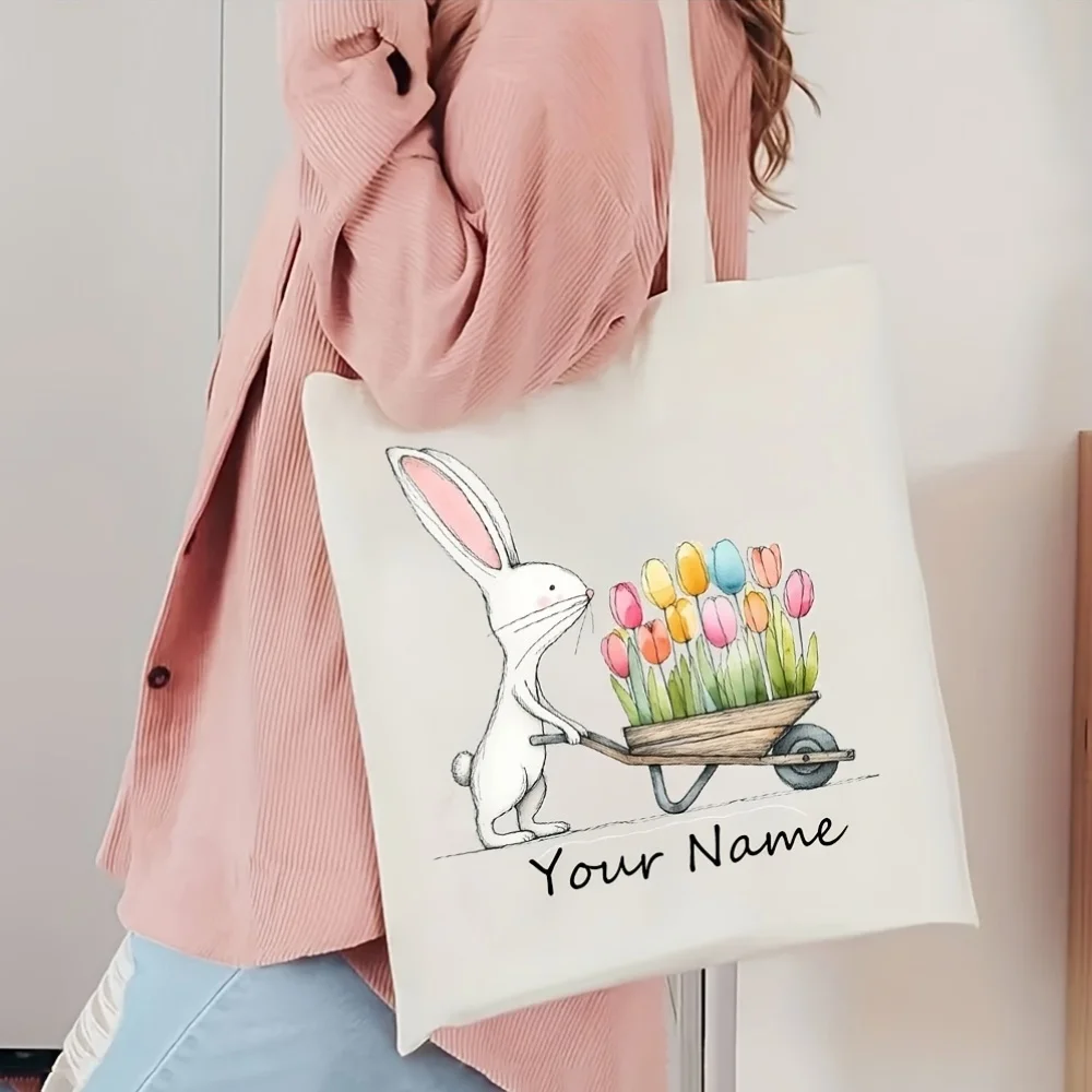 bolsa-de-lona-personalizada-com-nome-coelho-e-tulipa-bolsa-de-ombro-personalizada-com-design-sem-fecho-presente-ideal-para-maes