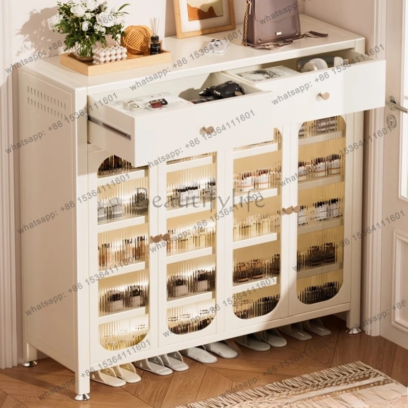 

shoemaker storage bench shoe cabinet open space saving entrance shoe rack glass door shoe holder modern living room furniture