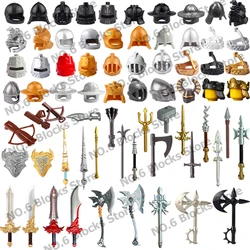 MOC Medieval Weapons Building Blocks Castle Soldier Castle knight Crown Helmet Axe Crossbow Arthur Shield Accessories Brick Toy
