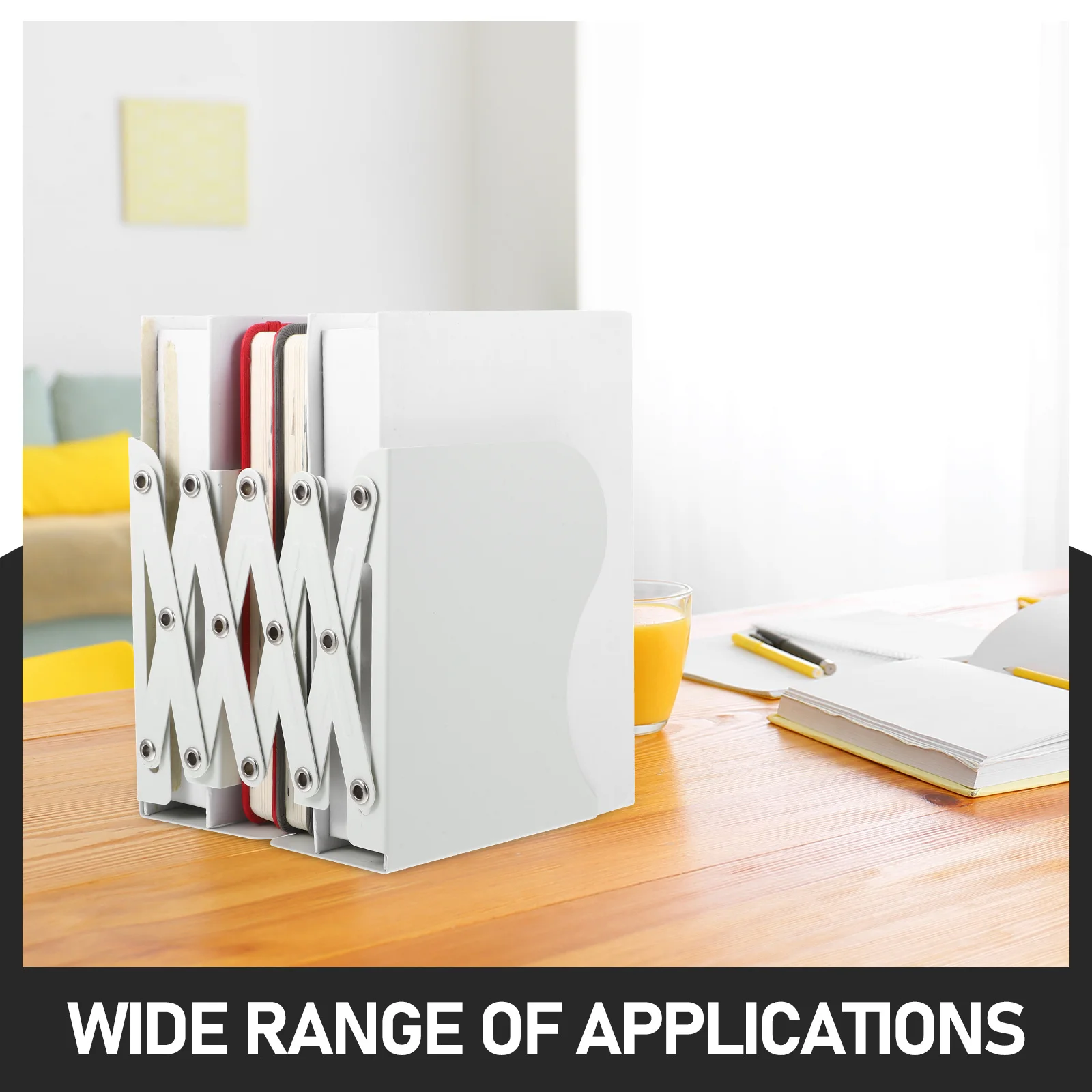 Adjustable Expandable Metal Book Shelf Holder Desktop Bookend Retractable Book Holder for Cookbooks Heavy Duty Bookends