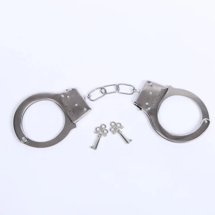 Handcuffs Toy Metal Children Boy Funny Prank Role Cosplay Tools Kids Toys Silver Metal Handcuffs with Keys Toy Costume Props