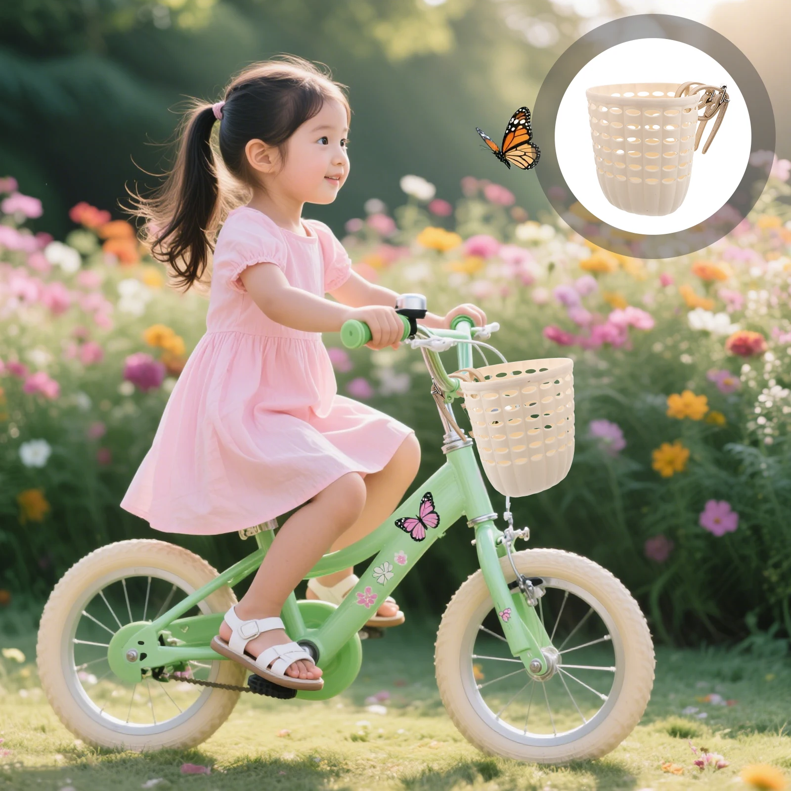 

2pcs Children'S Bike Basket: Lightweight Front Plastic Kids Scooters Tricycles Storage Snacks Removable Handlebar Basket Cycling