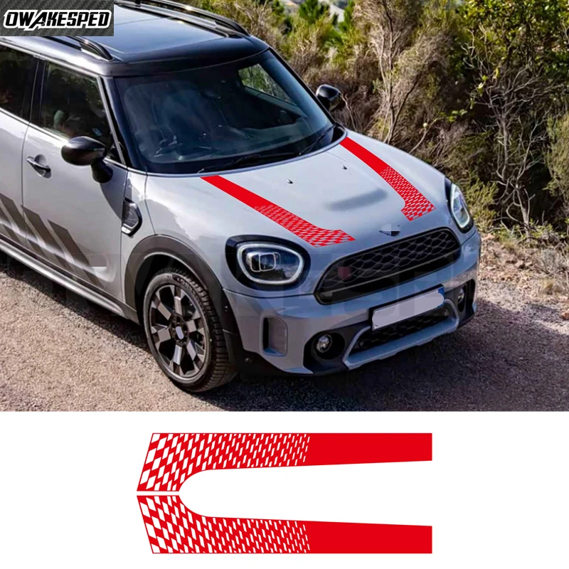 2 Pcs John Cooper Works Trim For MINI Countryman 2024 U25 2025 JCW Car Engine Cover Hood Bonnet Stripes Sticker Accessories