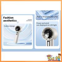 AB68 Portable Hand Fan Outdoor 3000Mah Battery Powerful 100-High Speed Led Display Handheld Fan Rechargeable Personal Fan