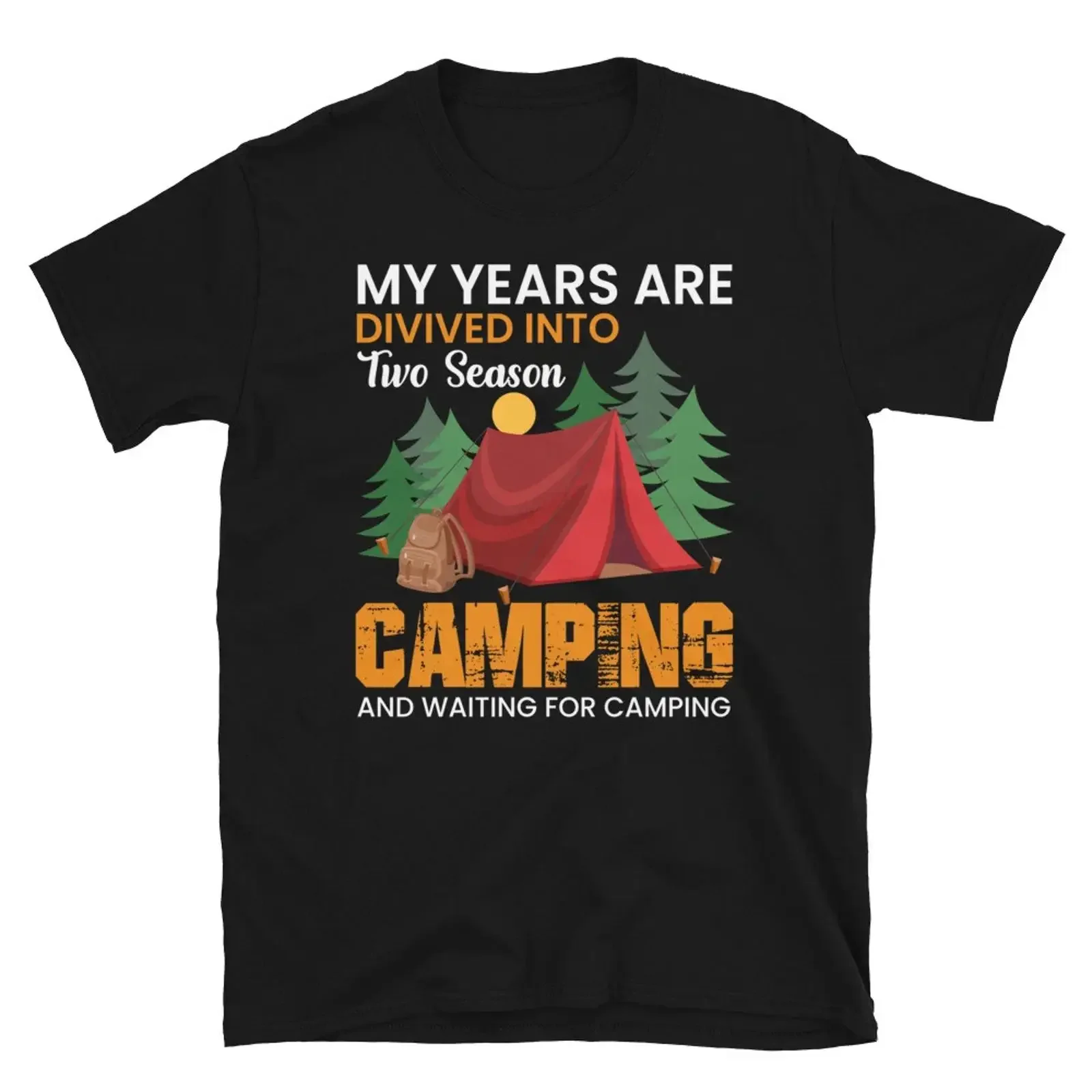 Two Seasons Vintage Design Camping Novelty T Shirt vintage Washed Stylish designer clothes Top For Everyday Wear Breathable