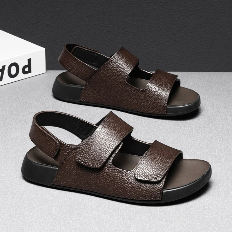 

Мужские дышащие быстросохнущие пляжные сандалии, удобная уличная прогулочная обувь, легкие водонепроницаемые спортивные сандалии на плоской подошве ручной работы