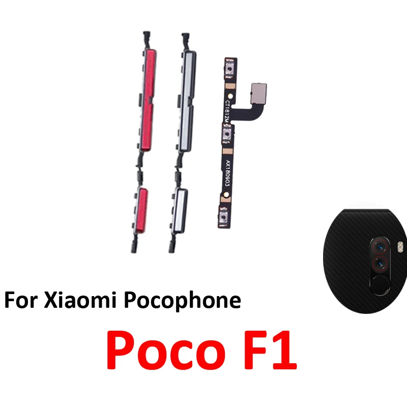 Image of Telefon-Ein/Aus- und Lautstärketasten für Xiaomi Pocophone Poco F1 Neu Ein/Aus Auf/Ab Externer Tastenschalter Internes Flexkabel Reparaturteile Grau