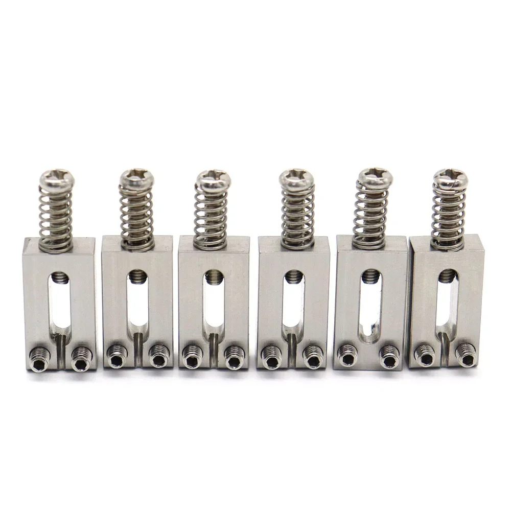 

6pcs Guitar Bridge Saddles Upgraded Version Solid Stainless Steel 10.5mm Nickel Screw
