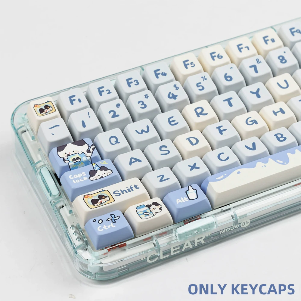 USLION 140 Keys MDA Profile Milk Cat Theme Keycaps PBT Heat Dye Sublimation Key Caps for 61/68/87/96/104/108 Mechanical Keyboard