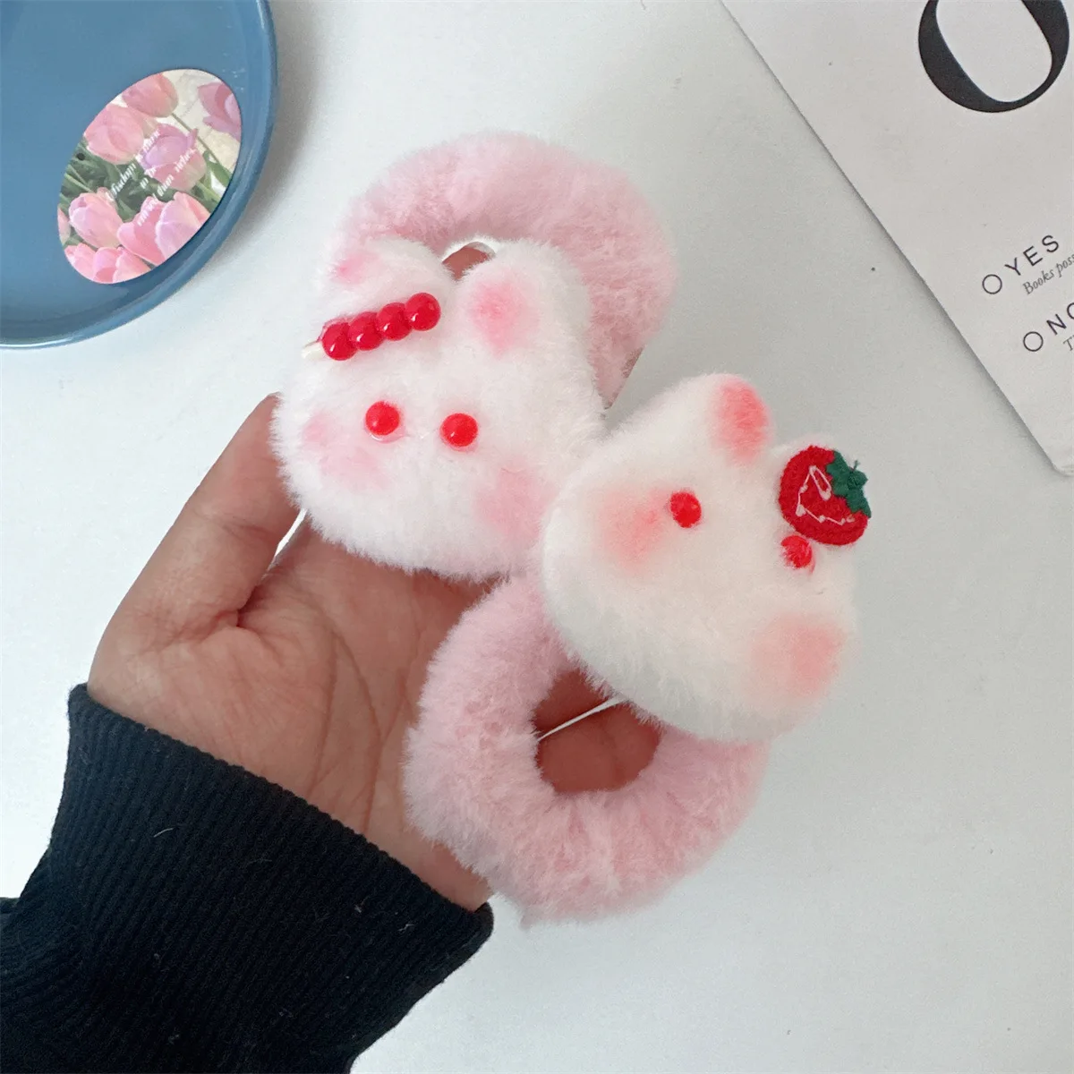 Boucle de cheveux de lapin en peluche Gluteti douce pour fille, boule de tête, queue de cheval, ULà cheveux, pas de mal aux cheveux, mignon