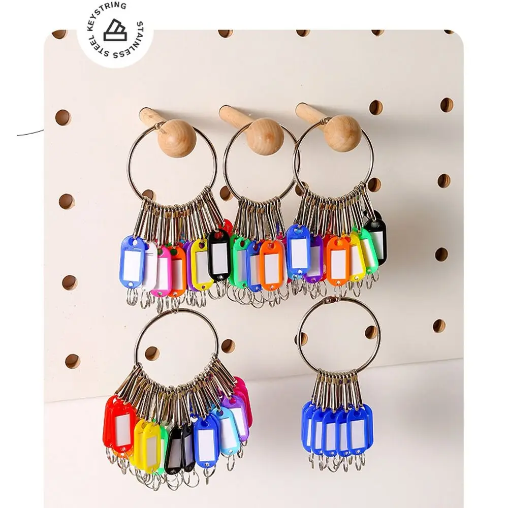 10/20/30/40 Pieces With Number Plates Key Ring Transparent Window Metal Split Rings Key Tags Plastic Key Chains