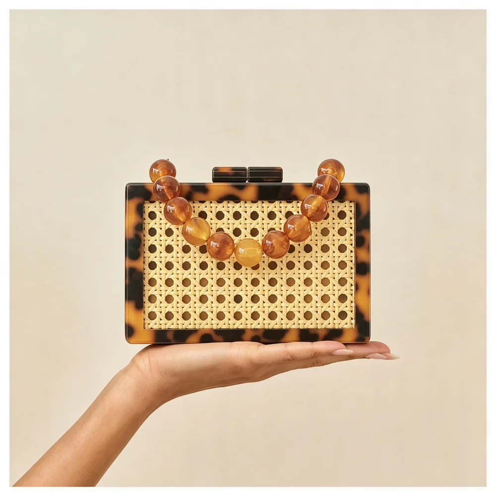 

Rose Red Colorful Women's Cross-Border Patchwork Evening Bag Trendy Block Acrylic Wedding Party Chain Clutch Purse And Handbag