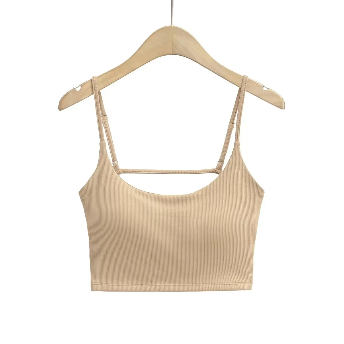 لون نقي بال المحاصيل الأعلى المرأة الصيف جديد Sle مثير الساخن فتاة سترة مع وسادة الصدر طبقة قاعدة تانك الأعلى ملابس خارجية