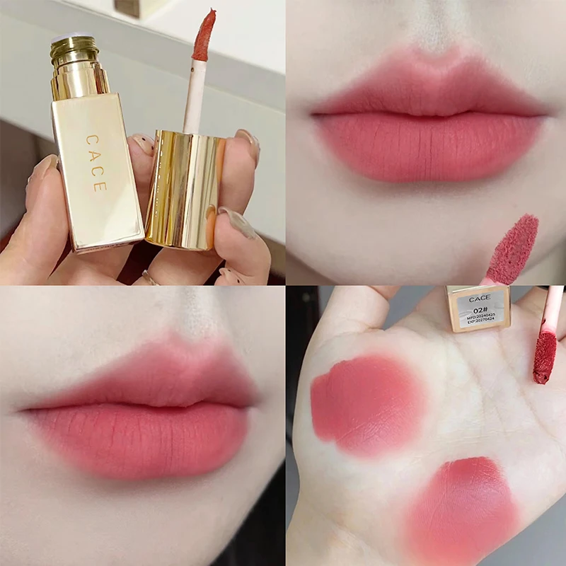 CACE Gold Tube Matter Lip Mud Moisturizing Long Lasting Liquid Lipstick Soft Mist Silky Lipgloss Tint Natural Makeup For Women