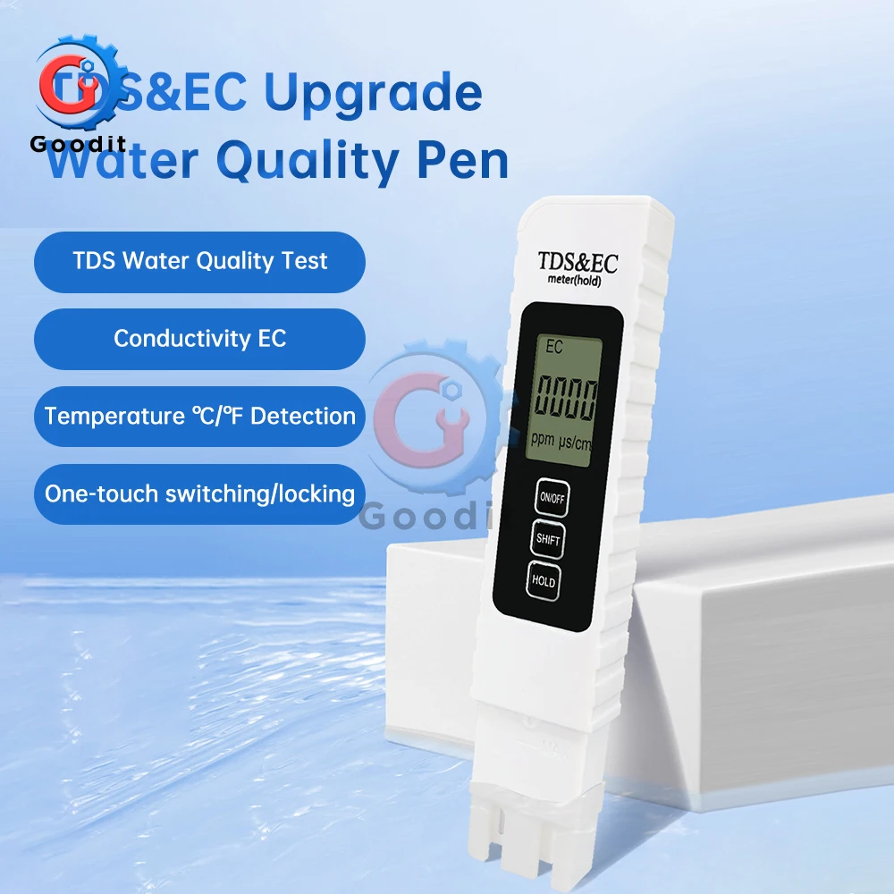 0-9990ppm PH Tester TDS/EC/TEMP Meter LCD With Backlight Testing Conductivity Non-Slip Water Quality Aquarium Detect Tester