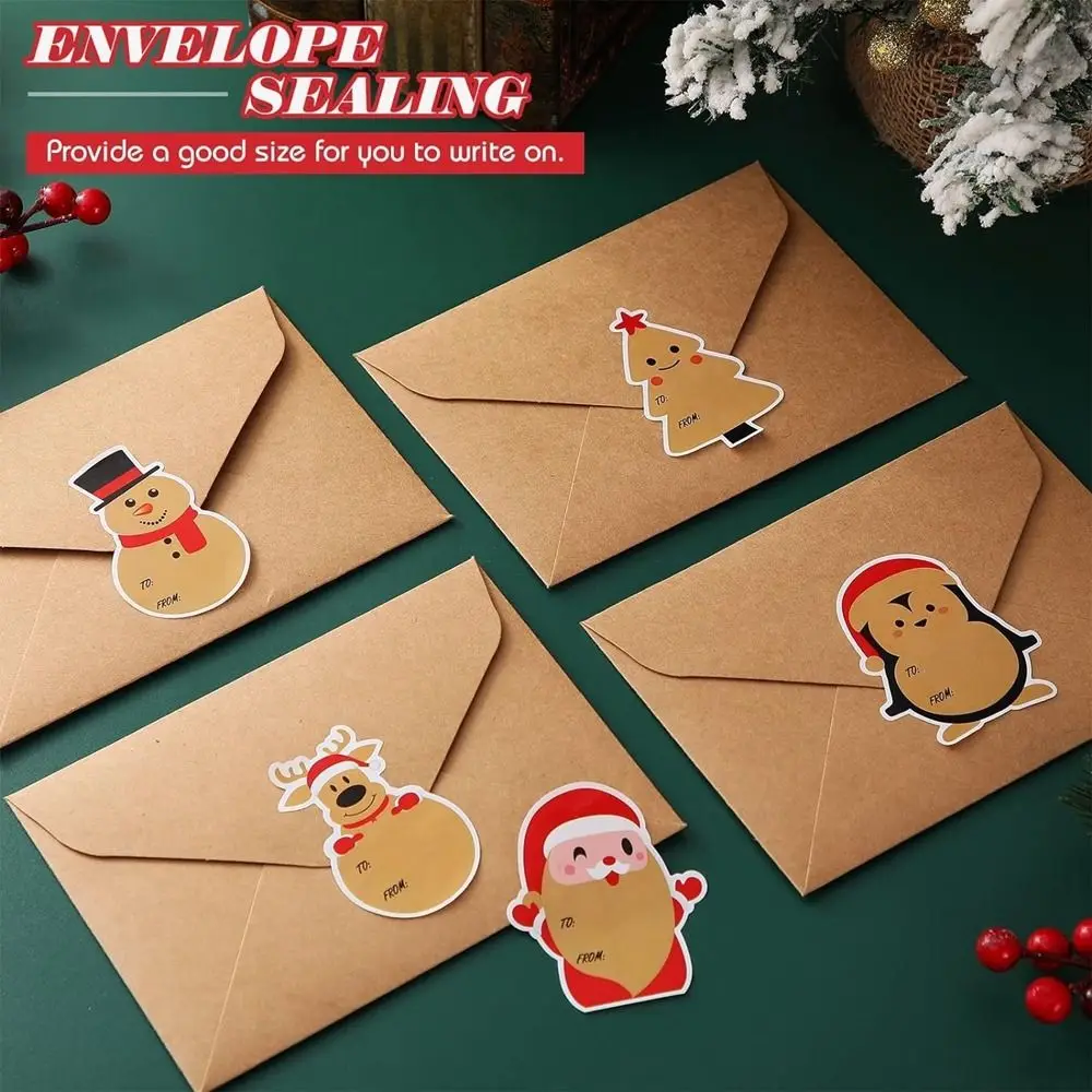 New Paper Christmas Sticker 200 Pcs Removable Sealing label Self-Adhesive Festival Favors Gift Name Tags Christmas
