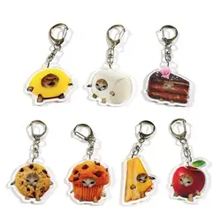 Portable Happy Funny Cat Keychain Acrylic Happy Small Cat Keyring Food Cat Head Bag Pendant Mobile Phone Chain Bag Accessories