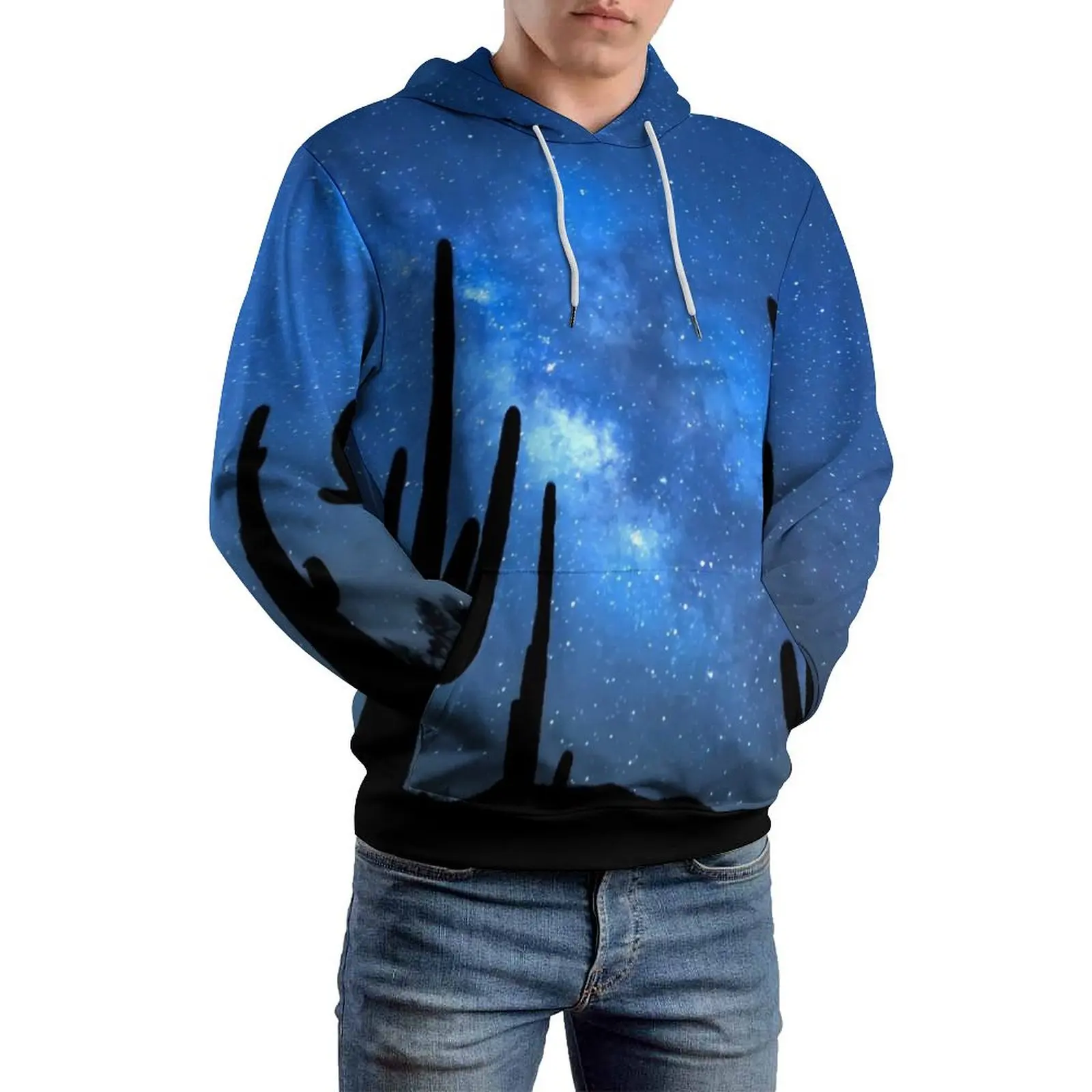 The Desert At Night Loose Hoodies Milky Way Streetwear Hoodie Men Long Sleeve Cute Design Sweatshirts Big Size 4XL 5XL