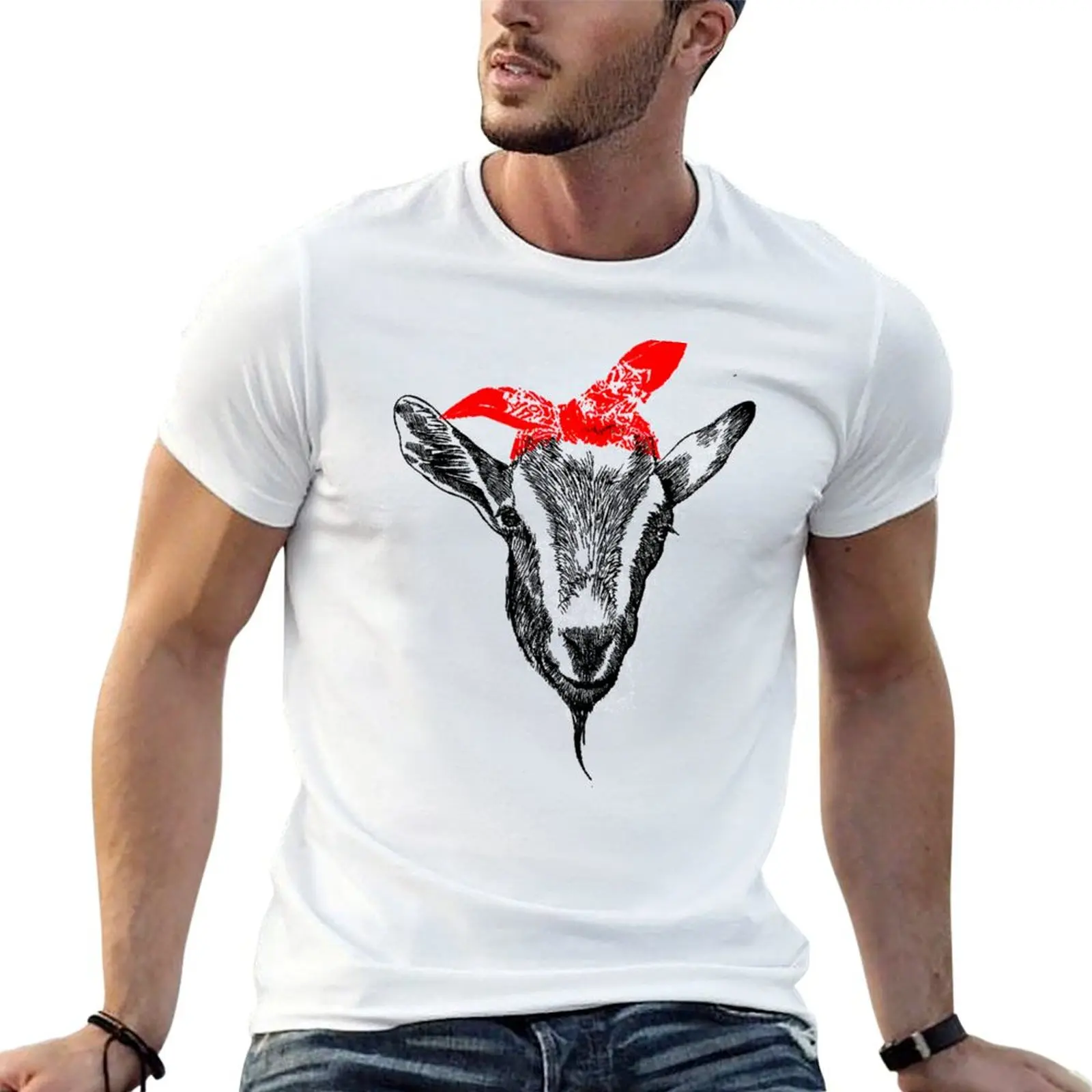 

luxury red funny 100% men, t T-Shirt and bandana shirt men with brand girl goat gift for cotton t-shirt. Cute women Goat