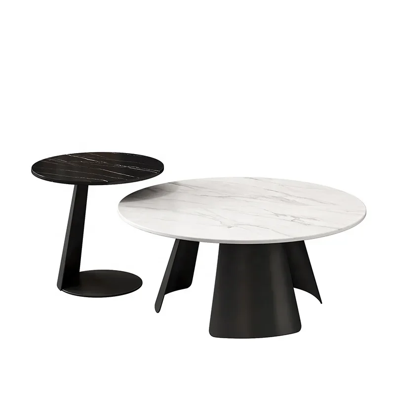 

New Arrival Italian Very Simple Rock Plate Coffee Table Light Luxury Modern Living Room Nordic Household Simple Round Coffee Tab