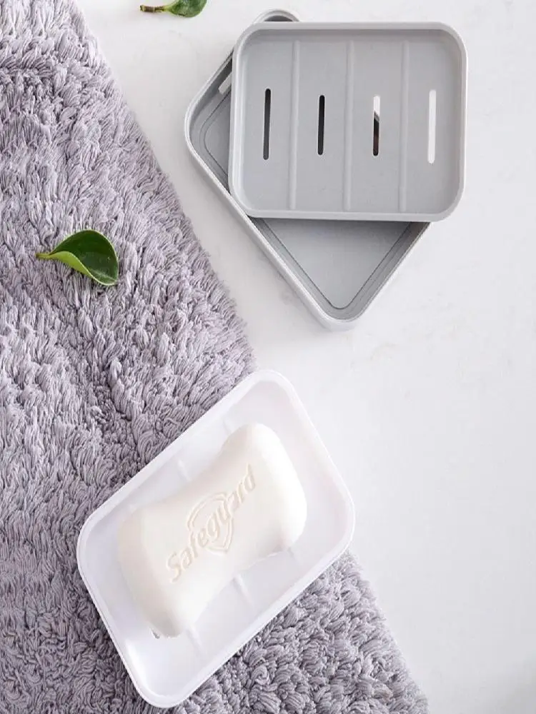 Boîte portable en PP Regina, gris, blanc, double couche, douche, plat