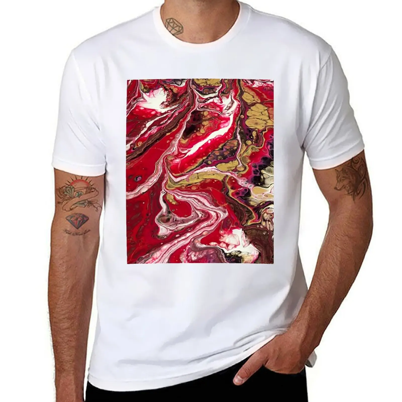 

golden shirt and Red, shirts waves man cotton high T-Shirt graphic t t white mens quality