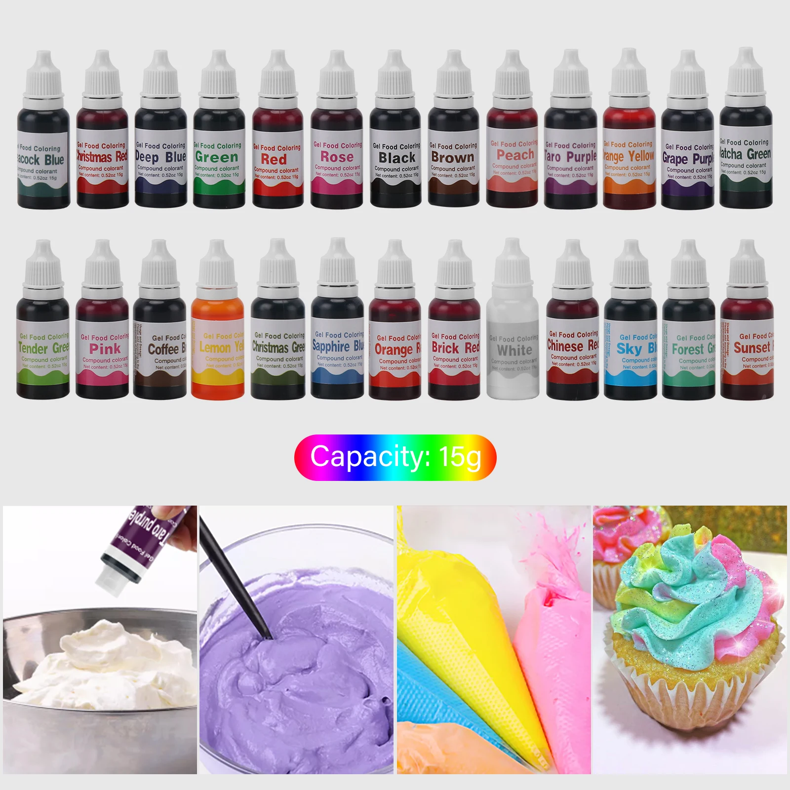 Factory sale 26 Colors Box 15g Food Coloring Gel for Baking Fondant Cooking  Food Color Cake Coloring Cake Decorating