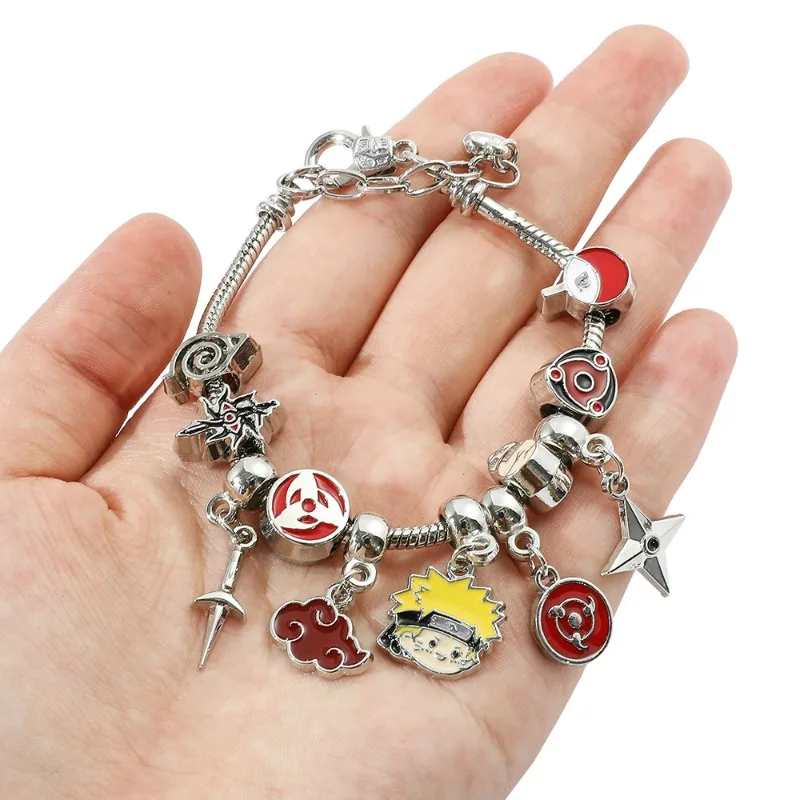 Naruto Charms Bracelets Anime Figure Pendant Hand Chains Village of Kino Hagakure Akatsuki Beads Bangles Anime Cosplay Jewelry