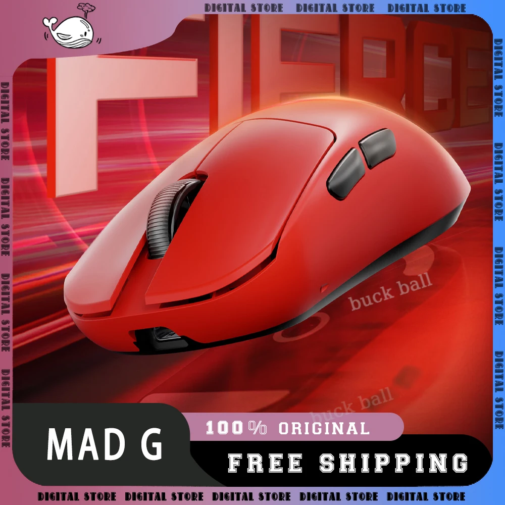 Madlions MAD G MAX Mouse PAW3395 Custom 2 Mode Wireless Gaming Mouse Lightweight Low Latency Mice PC Custom Gamer Accessories