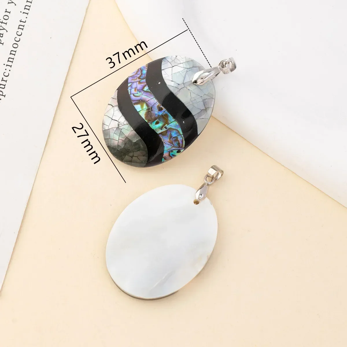 Natural Freshwater Patchwork Shell Striped Egg Shape Delicate Gift High Quality Jewelry Making DIY Necklace Accessories Gifts