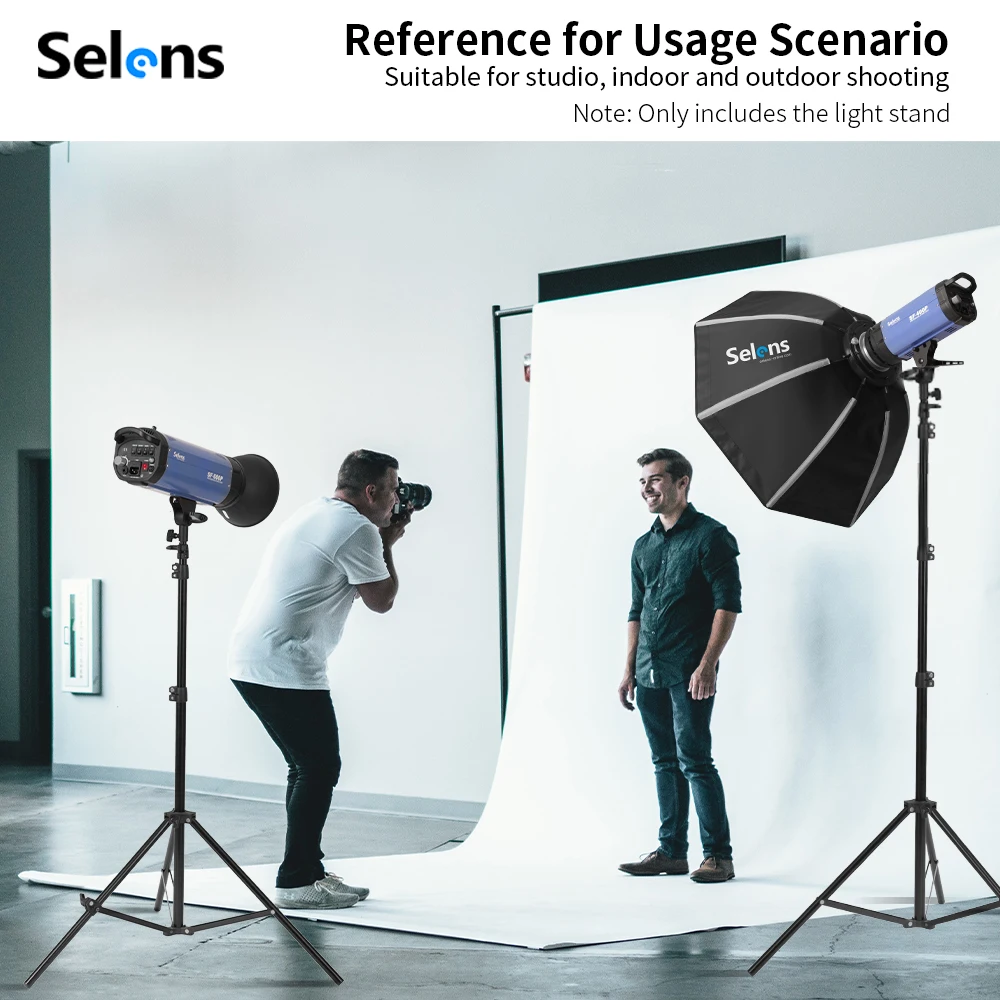 Selens 220-395cm Photography Bracket Heavy Duty Air-Cushioned Light Stand Portable Aluminum Alloy Stand Photo Studio Kits Tripod