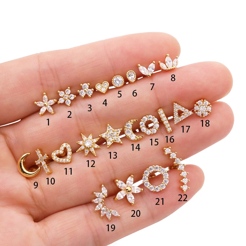 1 قطعة 99% التيتانيوم النقي الزنمة ثقب الأذن قرط الاذن المرصع للنساء اللولب الزنمة ترصيع القرط مجوهرات بسيطة