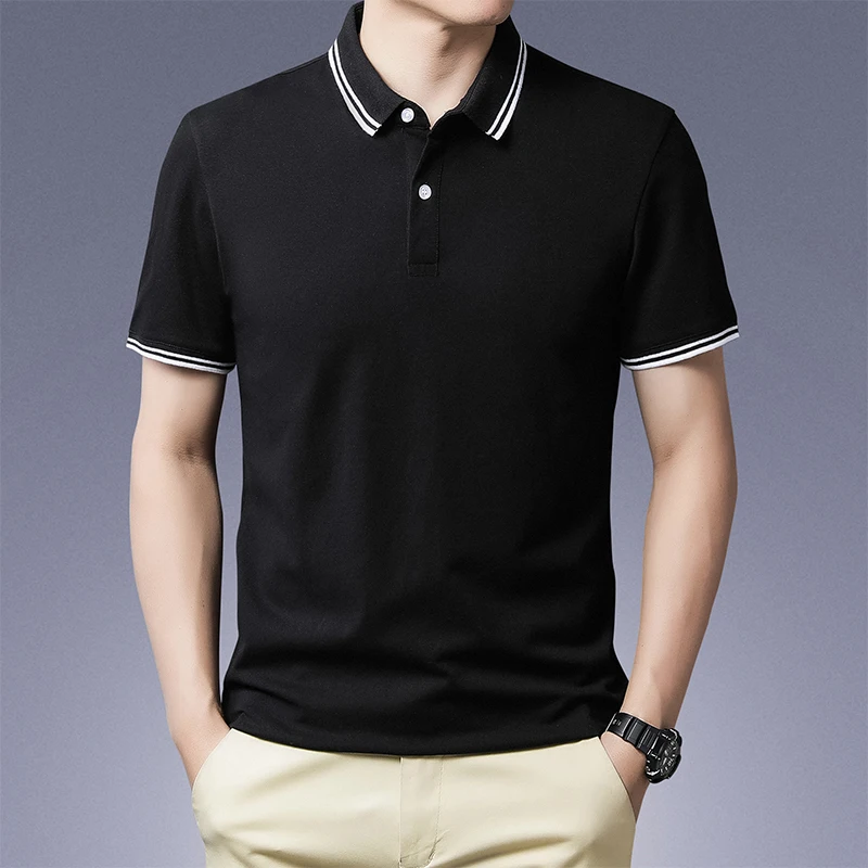 Men\'s Polo Shirt Business Summer T-Shirt Short Sleeved Casual Men\'s Polo Shirt Solid Color Slim Lapel Clothing Button Down Shirt