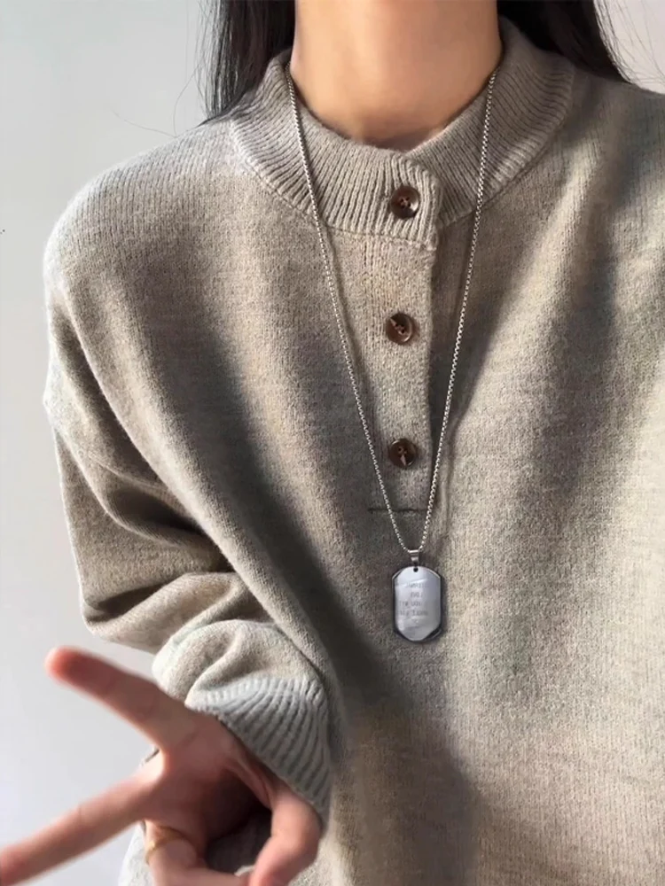 

Cleanfit Korean Sle Vintage Henry Collar Knitwear Men's Casual Inner Wear Top Soft Comfortable Autumn Long Sve Ne