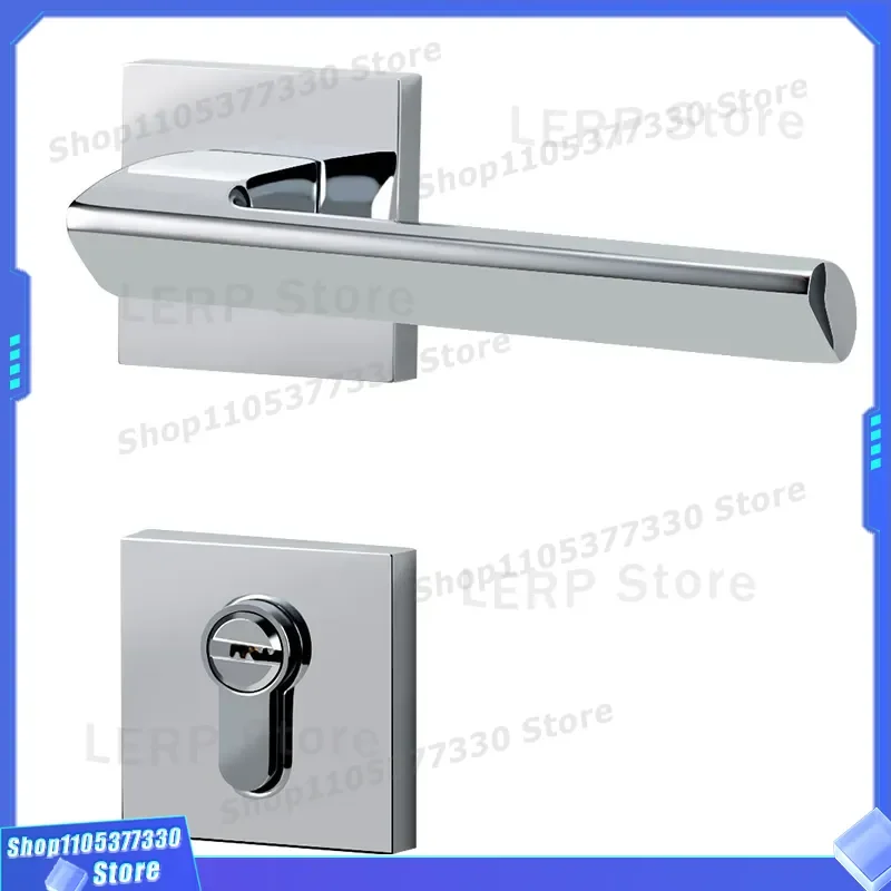 Silent Zinc Alloy Door Handle with Pure Copper Cylinder for Indoor Wooden Doors High End Split Lock for Bedroom Home Security