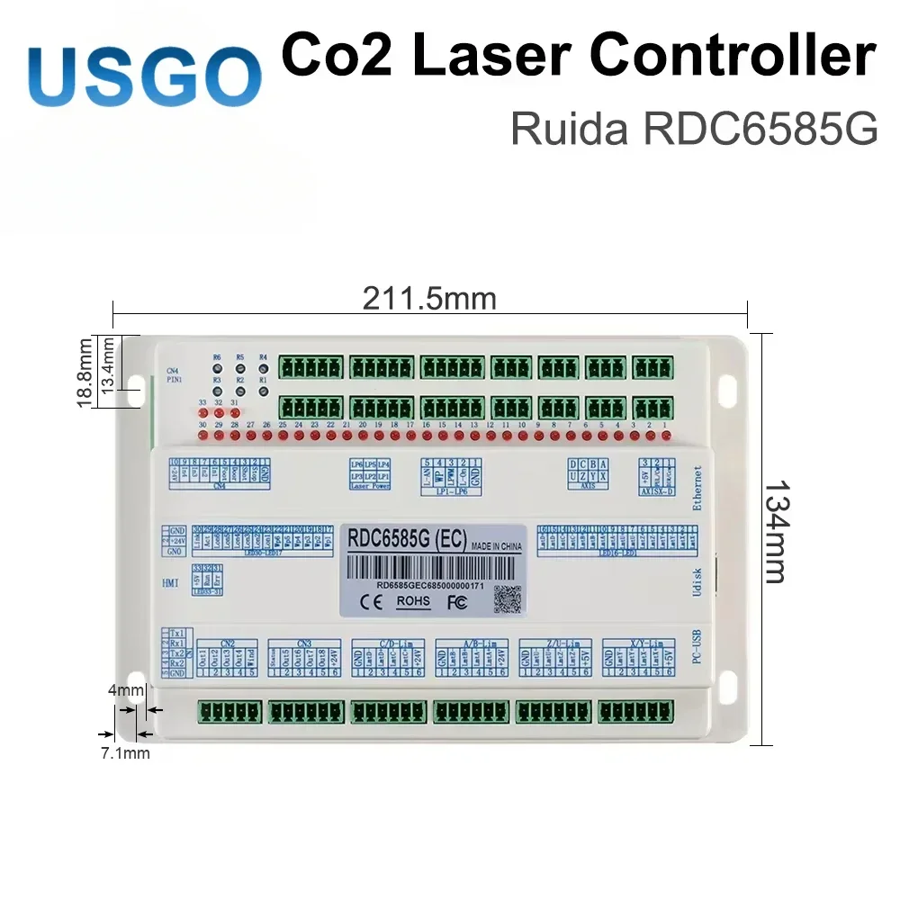 USGO Ruida RDC6585G وحدة تحكم 8 محاور CO2 نظام التحكم في الحركة لآلات النقش والقطع بالليزر CO2 #4