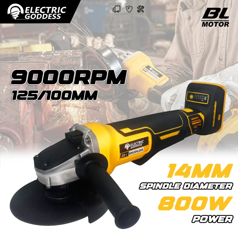 

Бесщеточная угловая шлифовальная машина 100/125 мм, 4 передачи, аккумуляторный шлифовальный станок, электроинструменты для полировки металла для Dewalt, 20 В, аккумуляторный штифт