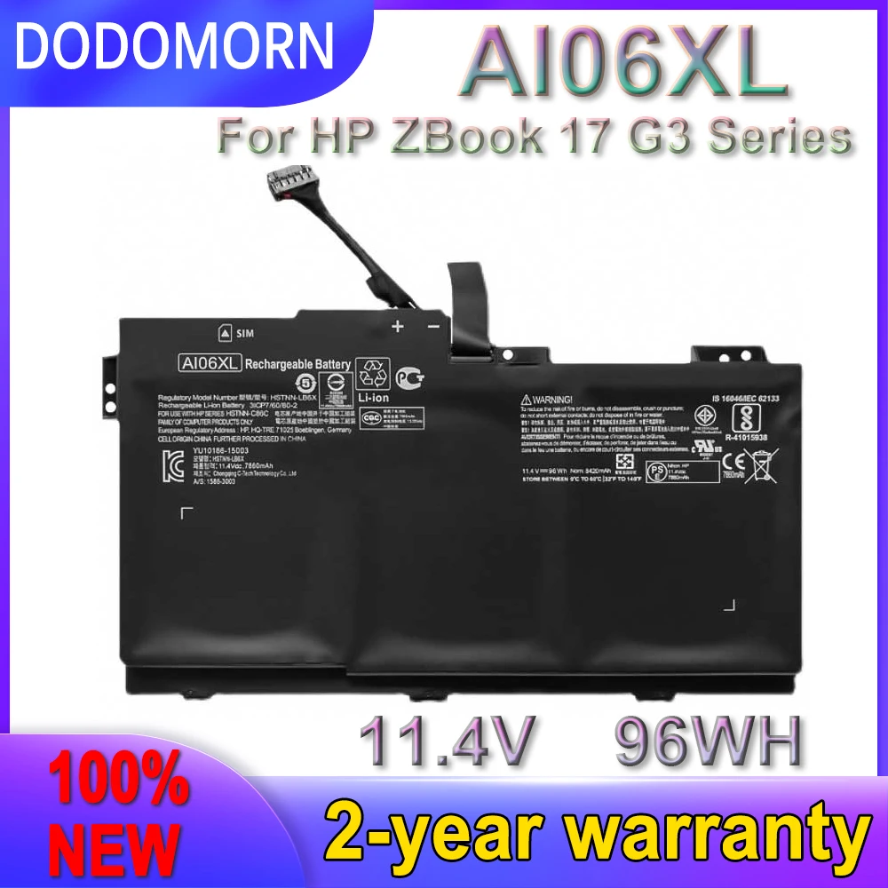 

Новый аккумулятор DODOMORN AI06XL для HP ZBook 17 G3 HSTNN-LB6 808397 -421 808451 -001 808451 -002 HSTNN-C86C