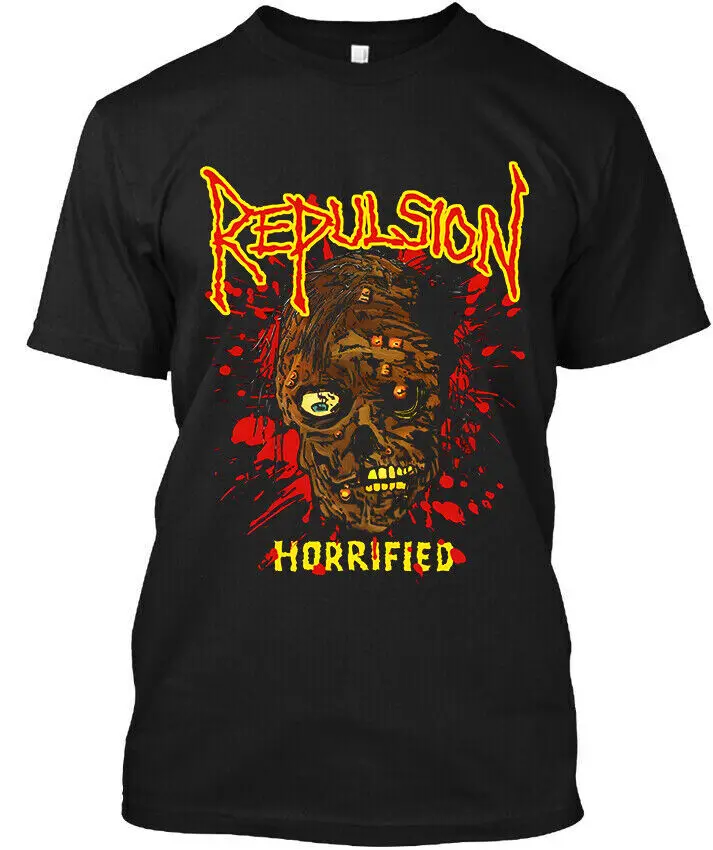 

НОВЫЙ! ПОПУЛЯРНЫЙ! Винтажная футболка с рисунком Repulsion Horrified American Music S-4XL