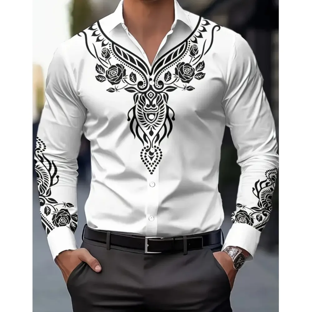 

Мужские рубашки с забавным 3D принтом, деловая повседневная рубашка с длинными рукавами, модный свободный кардиган, топы с лацканами, осенняя удобная одежда Y2k