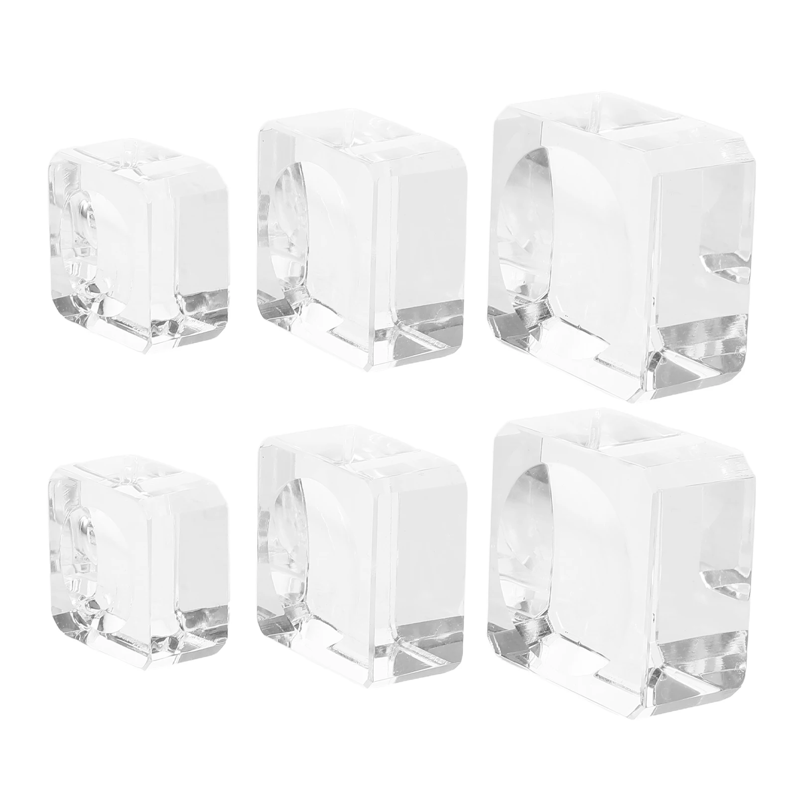 

6Pcs Clear Square Crystal Display Stand Sphere Holder 2.5 3 3.5cm Transparent Base for Crystal Balls Home Office