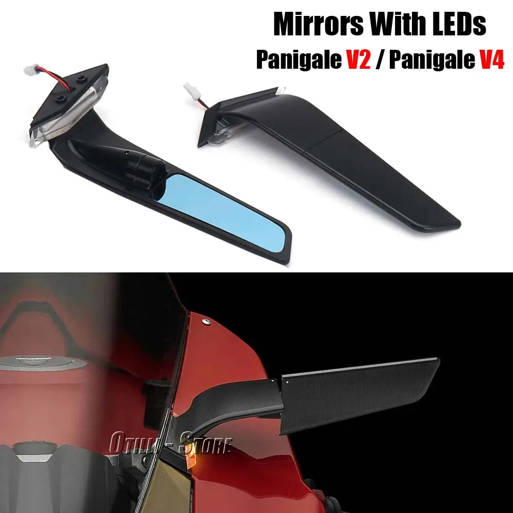 For Ducati Panigale V2 2020-2023 PANIGALE V4 2019-2022 Motorcycle Rearview Mirrors with LED Rotating Adjustable Wing Mirrors