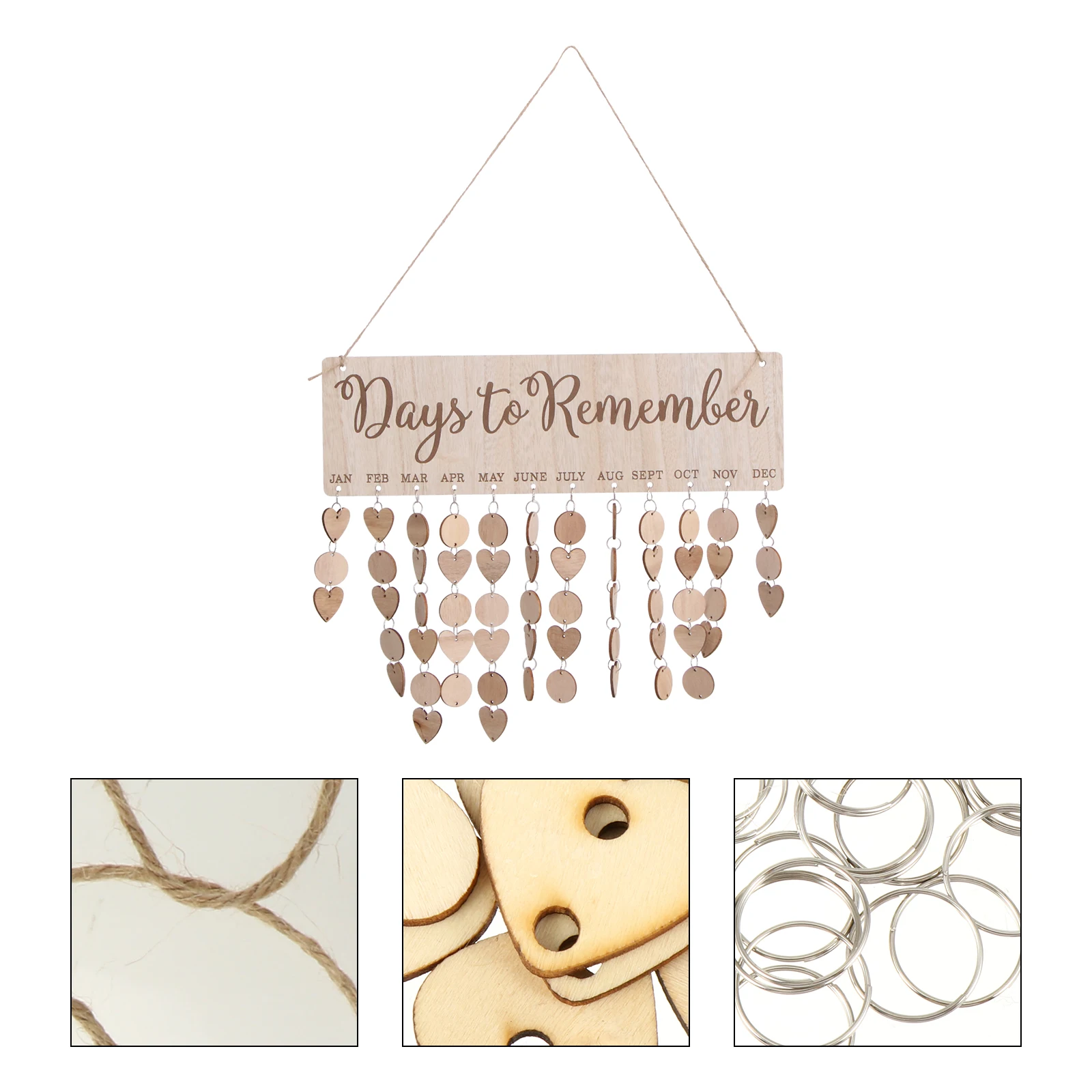 

Wooden Hanging Tag Reminder Plaque Diy String Board Home Birthday Gift Decor Wedding Gift 50 Cards 50 Hearts