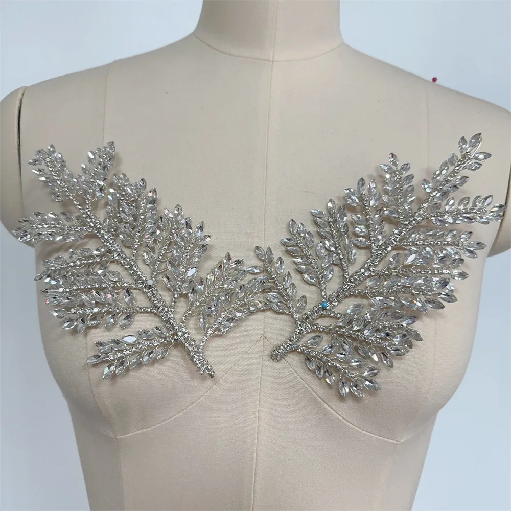 

Новая модная каменная аппликация с блестящим дизайном листьев, украшение для свадебной одежды для волос