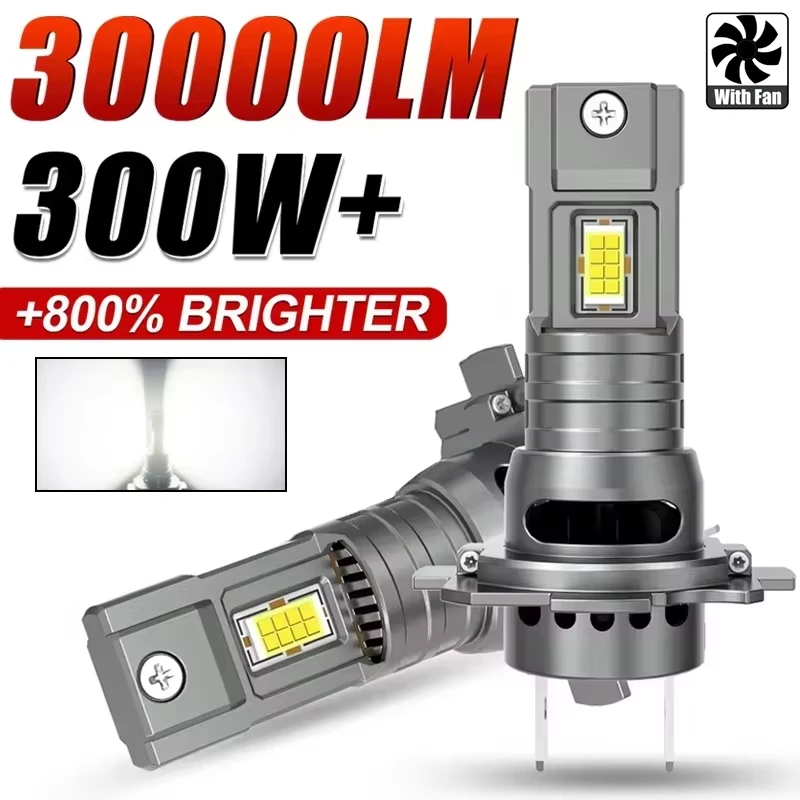 

H7 LED Headlight Bulb 30000LM 7035 CSP Chips 1:1 MINI Size Plug And Play Auto Lamp 6000K Wireless Turbo Fog Light With Fan
