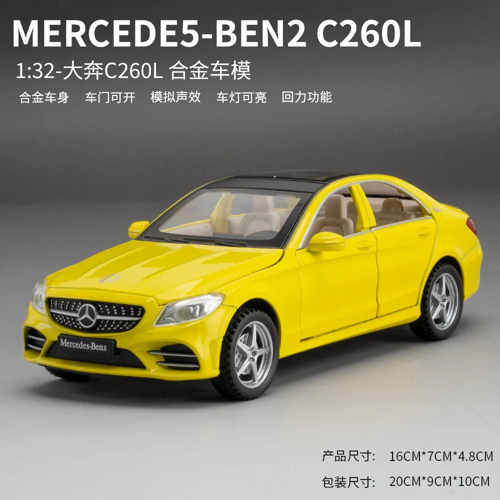 1:32 Mercedes-Benz C260L Car Model Pull Back Acousto-optic Alloy Discast Metal Toys Car goods Model for Children boys A54