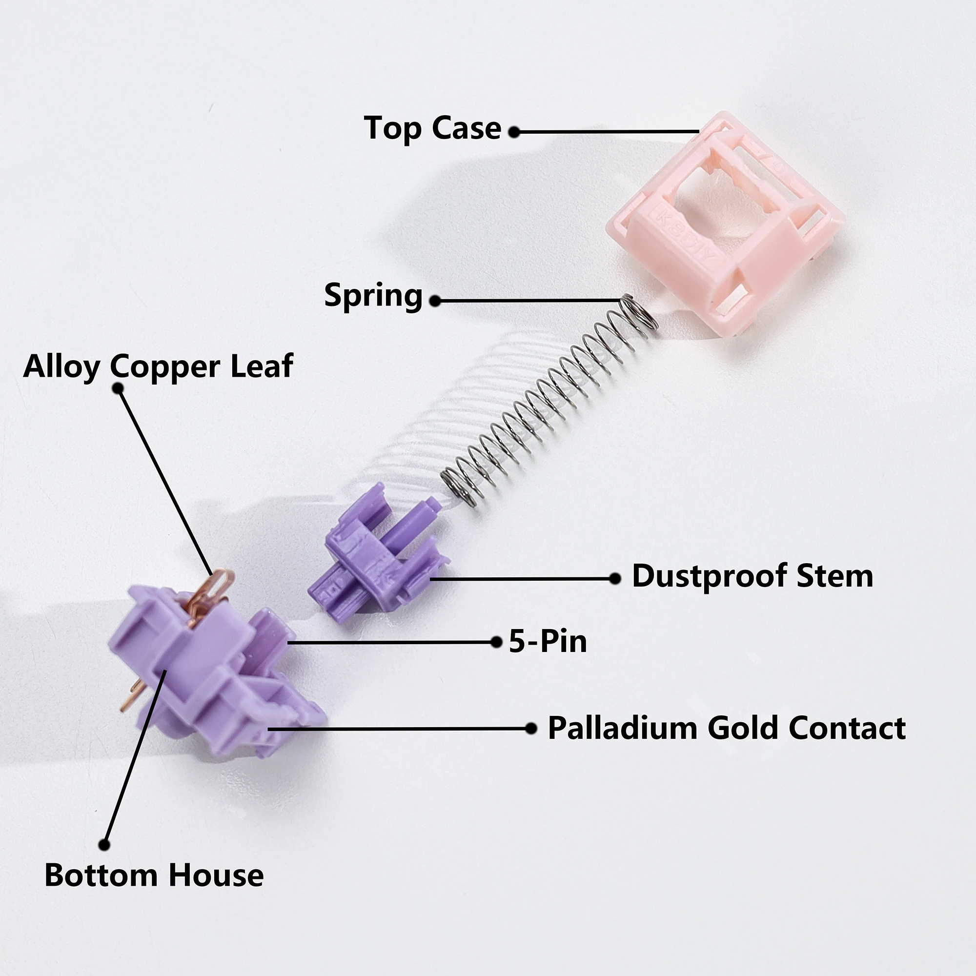 KBDiy Linear Silent Switch Princess 5-PIN 45gf vorgeschmierte POM Creamy Switches für benutzerdefinierte DIY 60% Gaming mechanische Tastatur Aula – Detail 3