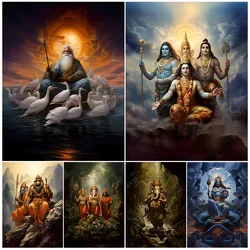 Ganesha Shiva Family Hinduism Hindu Mythology Posters Wall Pictures For Living Room Poster Wall Art Canvas Painting Unframed