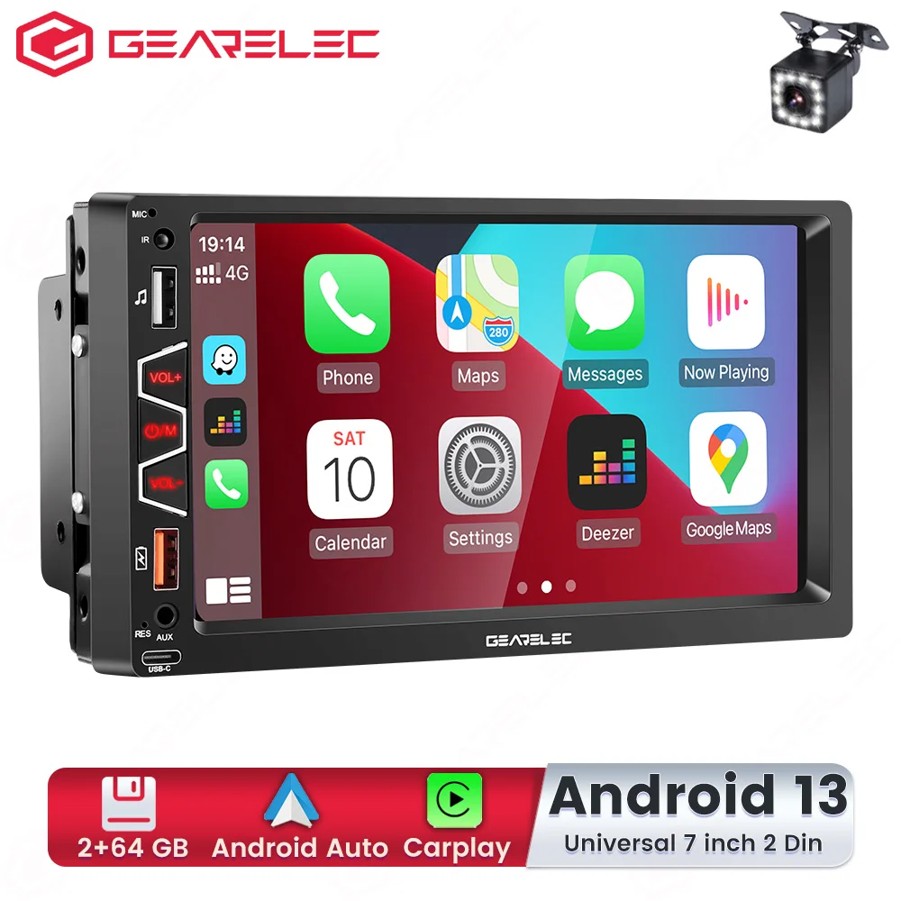 Gearelec 2 din Car Stereo 2 DIN 7 Inch Car Radio Multimedia Player MP5 Player Bluetooth USB TF AUX-In Multimedia Radio Receiver