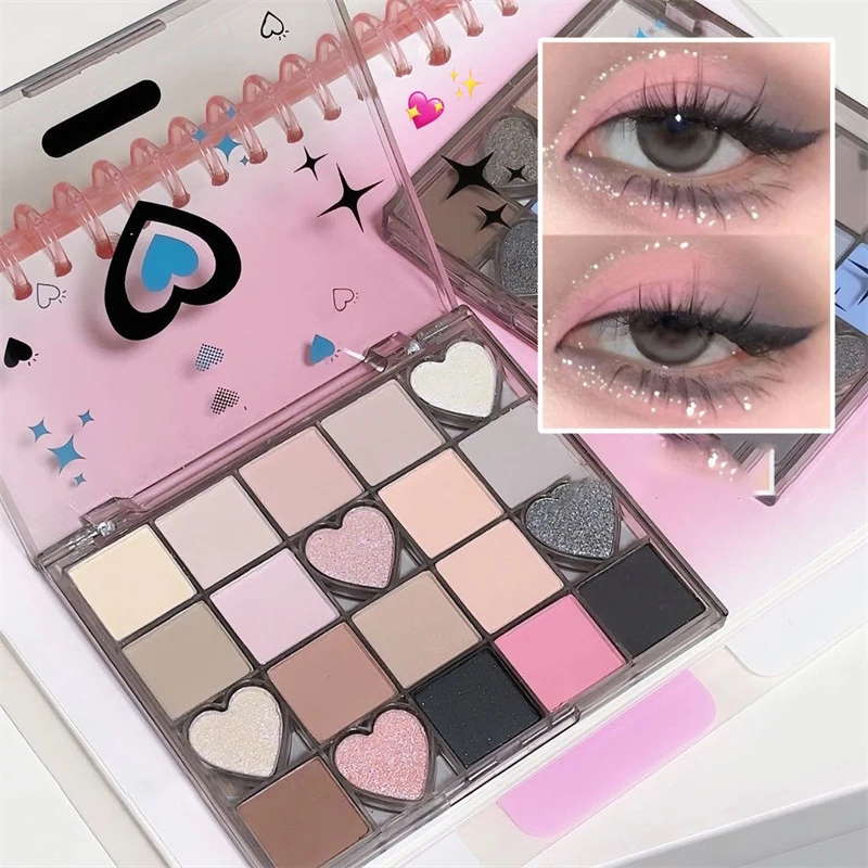 DIKALU Sweetheart Lidschatten-Palette Cool Toned Matte Light Pearl Shiny Black Pink Smokey Blue Punk Metallic Eye Shadows Makeup